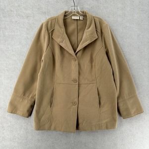 Chico Fleece Peacoat Jacket Womens Large Jacket Button Up‎ Tan Beige